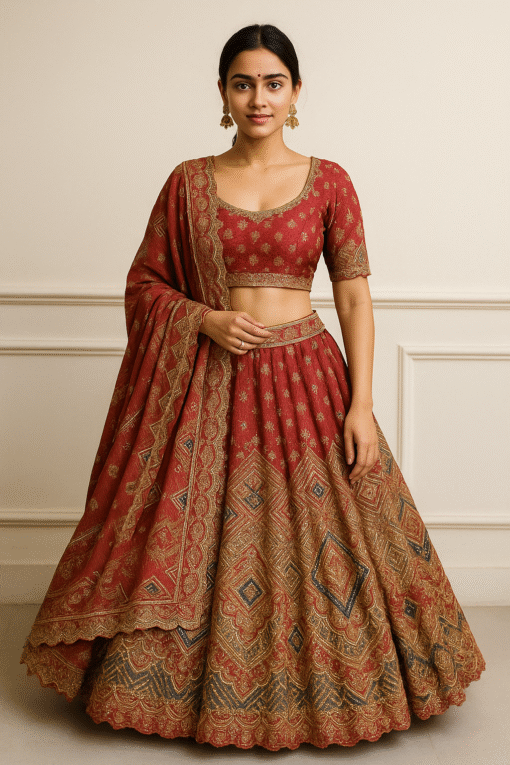 Red Lehnga (05) - Image 4